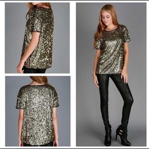 Boutique black with gold sequins top!!
